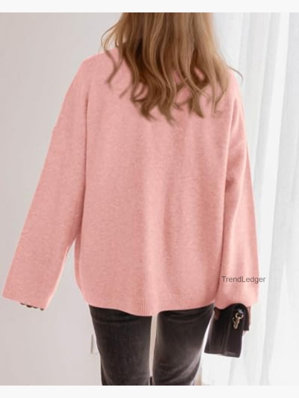 Oversized Chunky Knit Cardigan with Pockets V-Neck Loose Fit Long Sleeve - Picture 3 of 7